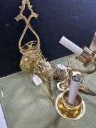 Lot of 2 heavy brass working wall lights