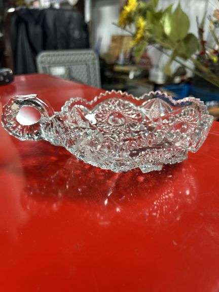 Brilliant Cut Handled Bowl -Gilded Age Crystal, American Brilliant Period