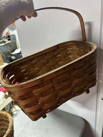Split oak magazine basket, and two other misc. baskets