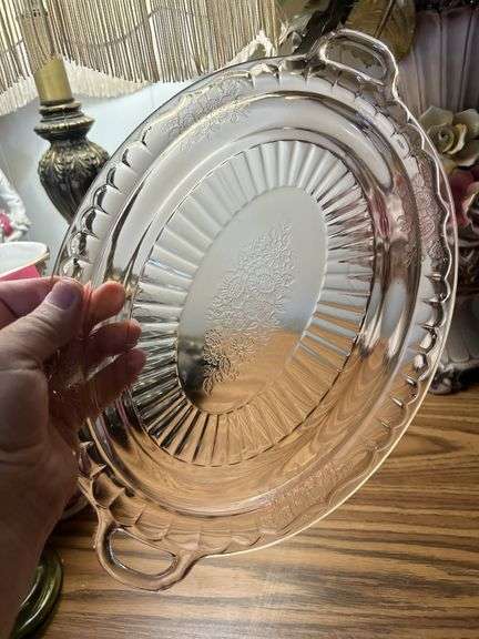 Anchor Hocking Mayfair Open Rose Pink Depression Glass platter