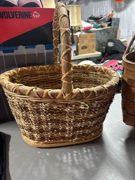 Split oak magazine basket, and two other misc. baskets