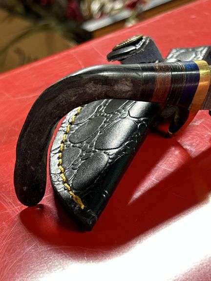 Damascus stag horn Damascus boot knife