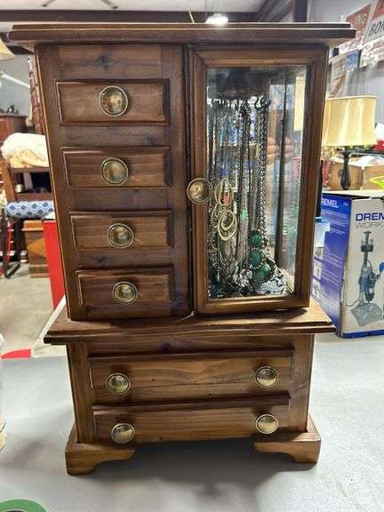 Great lot!! Nice wood jewelry box loaded with jewelry-see all photos