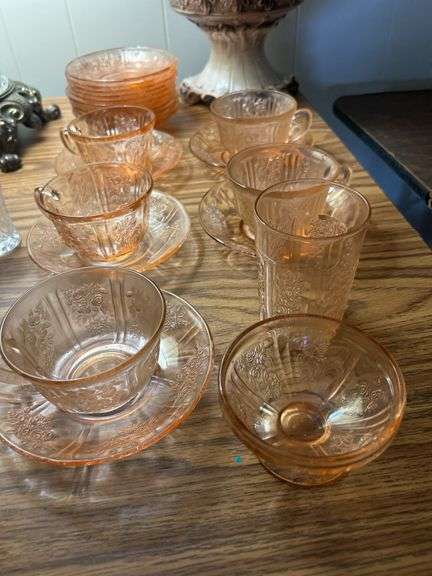 Pink Open Rose cups-saucers and more -see photo