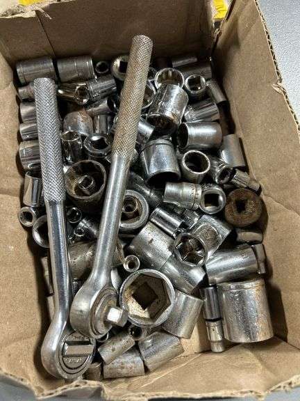 Tray of sockets and ratchets assorted sizes and makes
