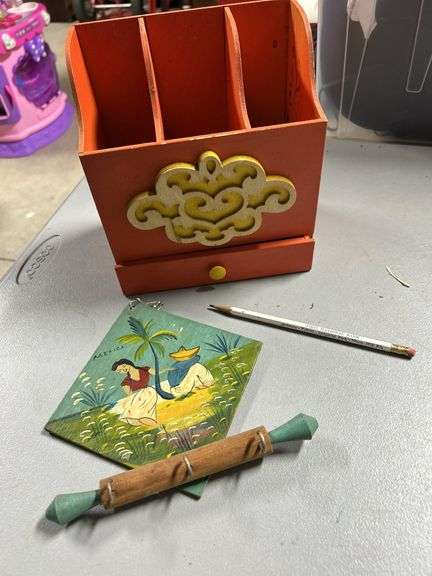 First national bank, pencil utensil holder and recipe box ￼