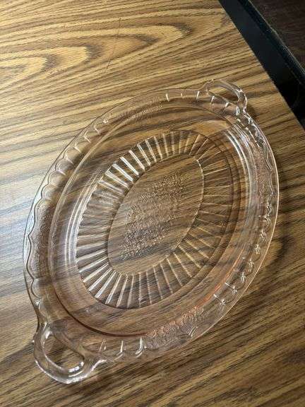 Anchor Hocking Mayfair Open Rose Pink Depression Glass platter