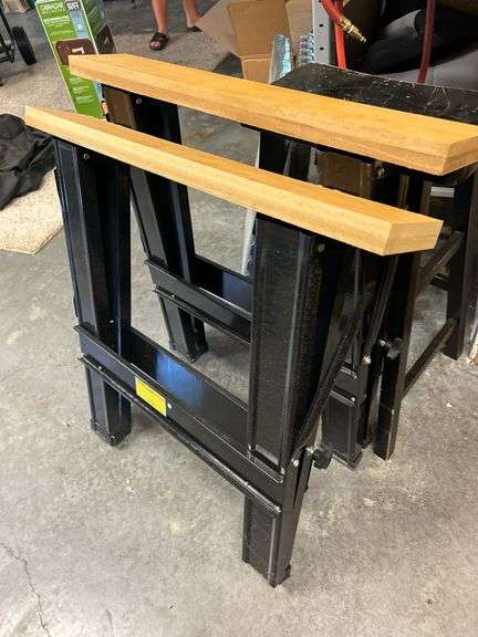 Metal folding sawhorses