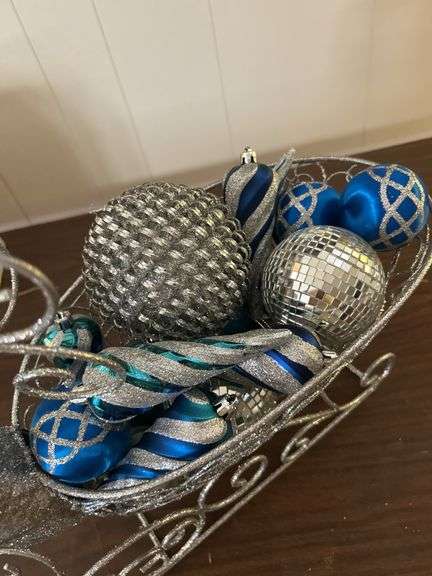 Reindeer sleigh and Christmas ornaments
