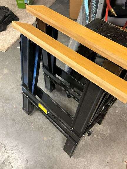 Metal folding sawhorses