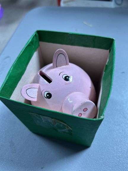 Wooden piggy banks and mini pigs