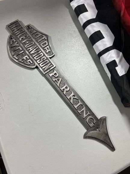 Awesome CAST IRON Harley Davidson Parking directional sign