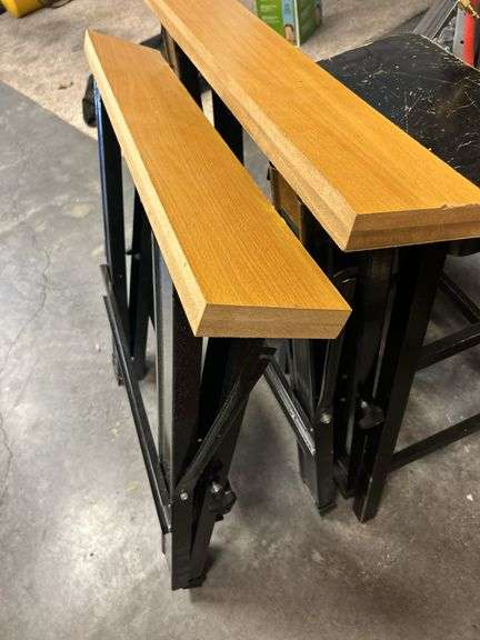 Metal folding sawhorses