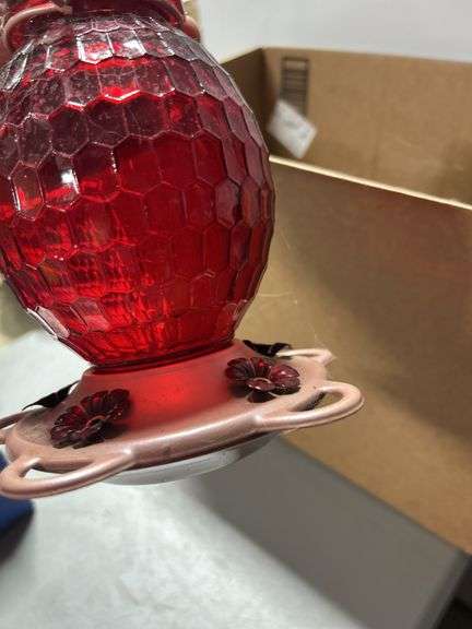 Glass hummingbird feeder