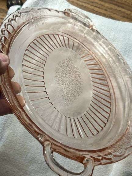 Anchor Hocking Mayfair Open Rose Pink Depression Glass Oval Platter