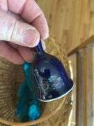 Handled basket with Cobalt vase and miscellaneous