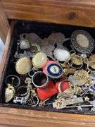 Great lot!! Nice wood jewelry box loaded with jewelry-see all photos