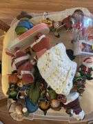 Crate of Christmas decor