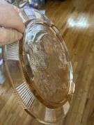 Vtg 1930s Sharon Cabbage Rose Pink Depression Glass Federal Footed Cake Plate