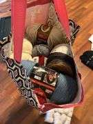 Large tub and bags of yard and crafting items