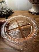 vintage piece of pink Depression glass, specifically an Anchor Hocking Mayfair