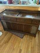 Magnavox console record player with radio and record storage