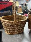Split oak magazine basket, and two other misc. baskets