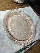 Anchor Hocking Mayfair Open Rose Pink Depression Glass Oval Platter