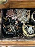Great lot!! Nice wood jewelry box loaded with jewelry-see all photos