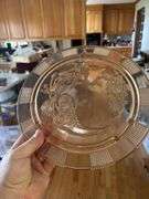 Vtg 1930s Sharon Cabbage Rose Pink Depression Glass Federal Footed Cake Plate