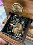 Great lot!! Nice wood jewelry box loaded with jewelry-see all photos