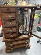 Great lot!! Nice wood jewelry box loaded with jewelry-see all photos