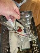 Crate of misc Glass and linens