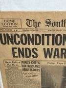 Early 1945 Surrender ends war with Germany South Bend Tribune framed newspaper