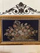 Beautiful framed, tapestry and sconces