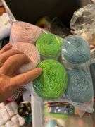 Large tub and bags of yard and crafting items
