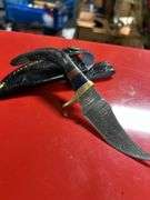 Damascus stag horn Damascus boot knife