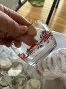 Crate of Holiday glasses and gold trim dessert bowls (20+ glasses & 15+)