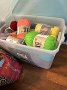 Large tub and bags of yard and crafting items