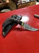 Damascus stag horn Damascus boot knife