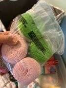 Large tub and bags of yard and crafting items