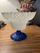 Frosted bowl with blue stem Beautiful