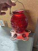 Glass hummingbird feeder