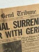 Early 1945 Surrender ends war with Germany South Bend Tribune framed newspaper
