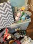 Large tub and bags of yard and crafting items