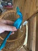 Handled basket with Cobalt vase and miscellaneous