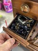 Great lot!! Nice wood jewelry box loaded with jewelry-see all photos