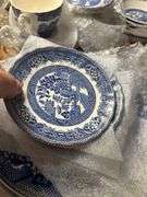 Set of 45+ pices of Blue Willow dishes -with sugar and creamer and salt and pepper shakers