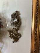 Beautiful framed, tapestry and sconces