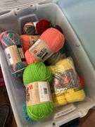 Large tub and bags of yard and crafting items